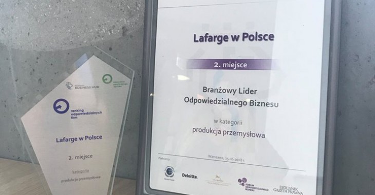 Lafarge wyróżniony w rankingu odpowiedzialnych firm